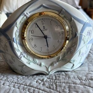 Lladro White and Gold Floral Wall Clock